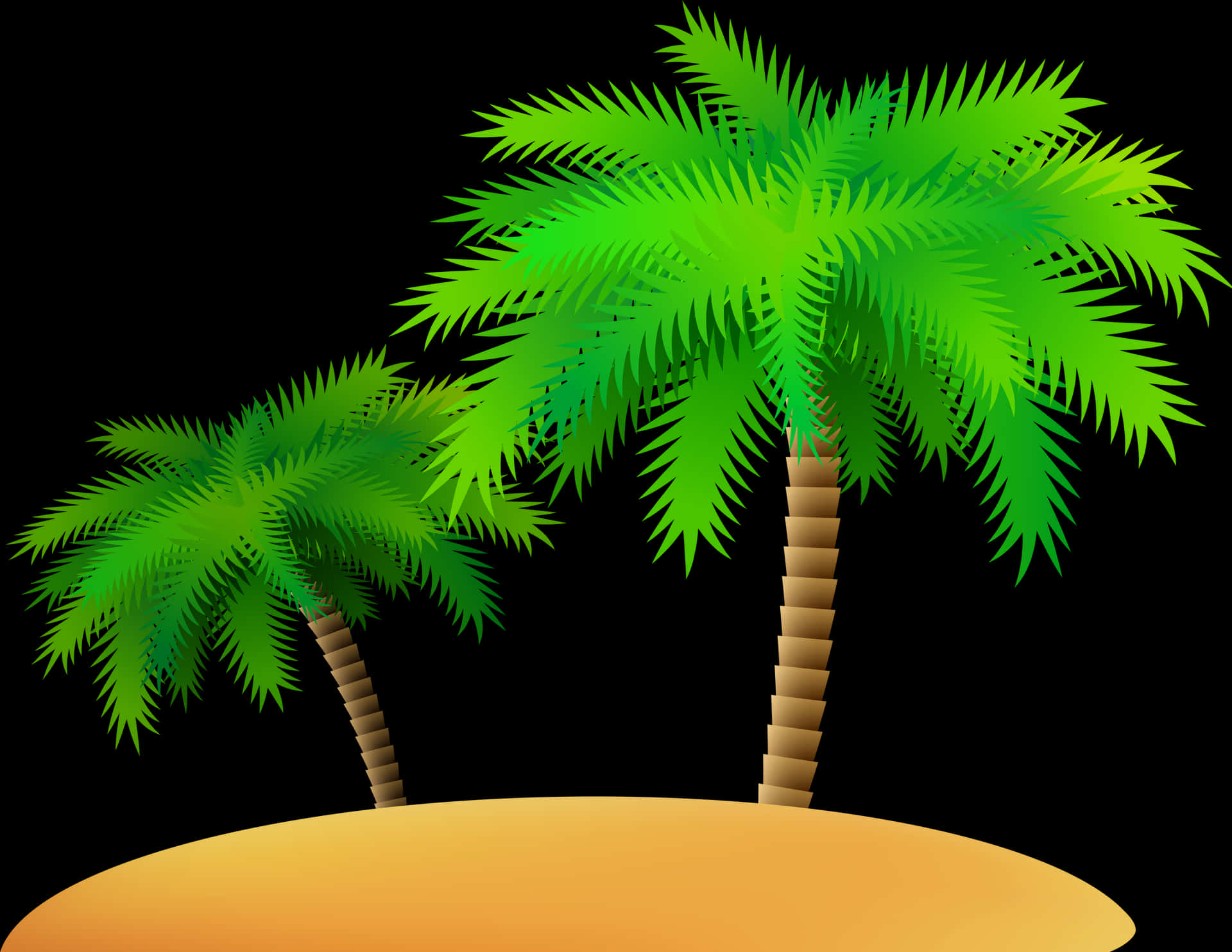 Tropical Palm Trees Island Illustration PNG Image