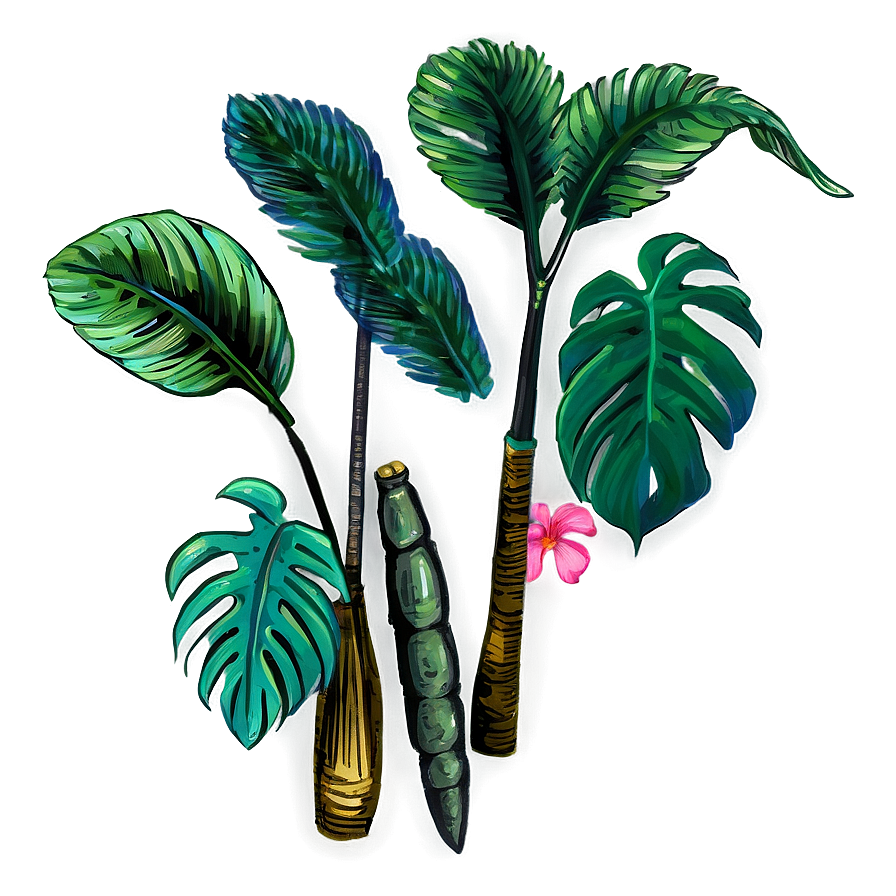 Tropical Plant Sketches Png Jbe PNG Image