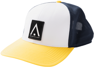 Trucker Hat White Yellow Blue PNG Image