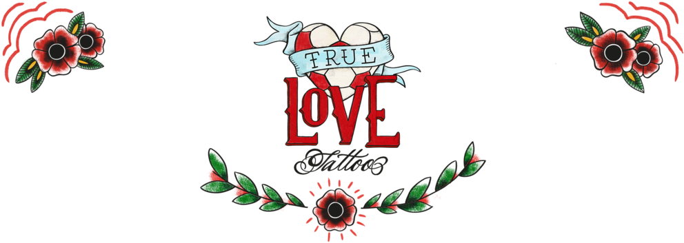 True Love Tattoo Banner Design PNG Image