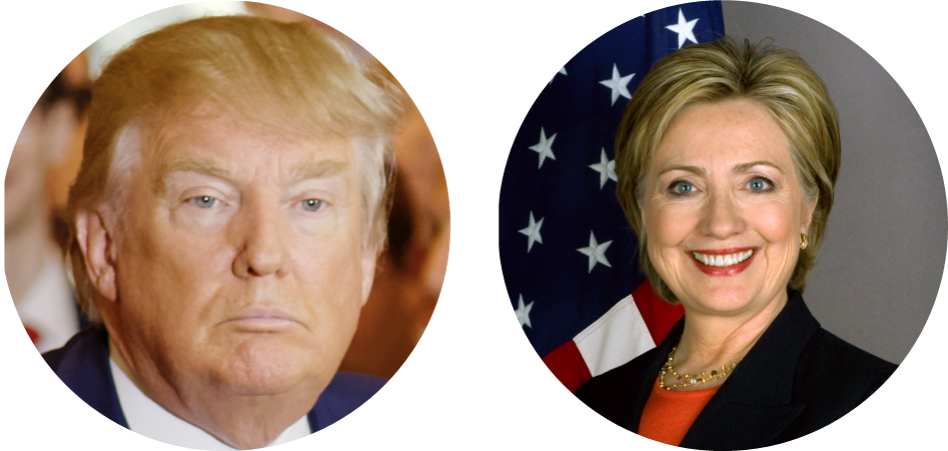 Trumpand Clinton Portraits PNG Image