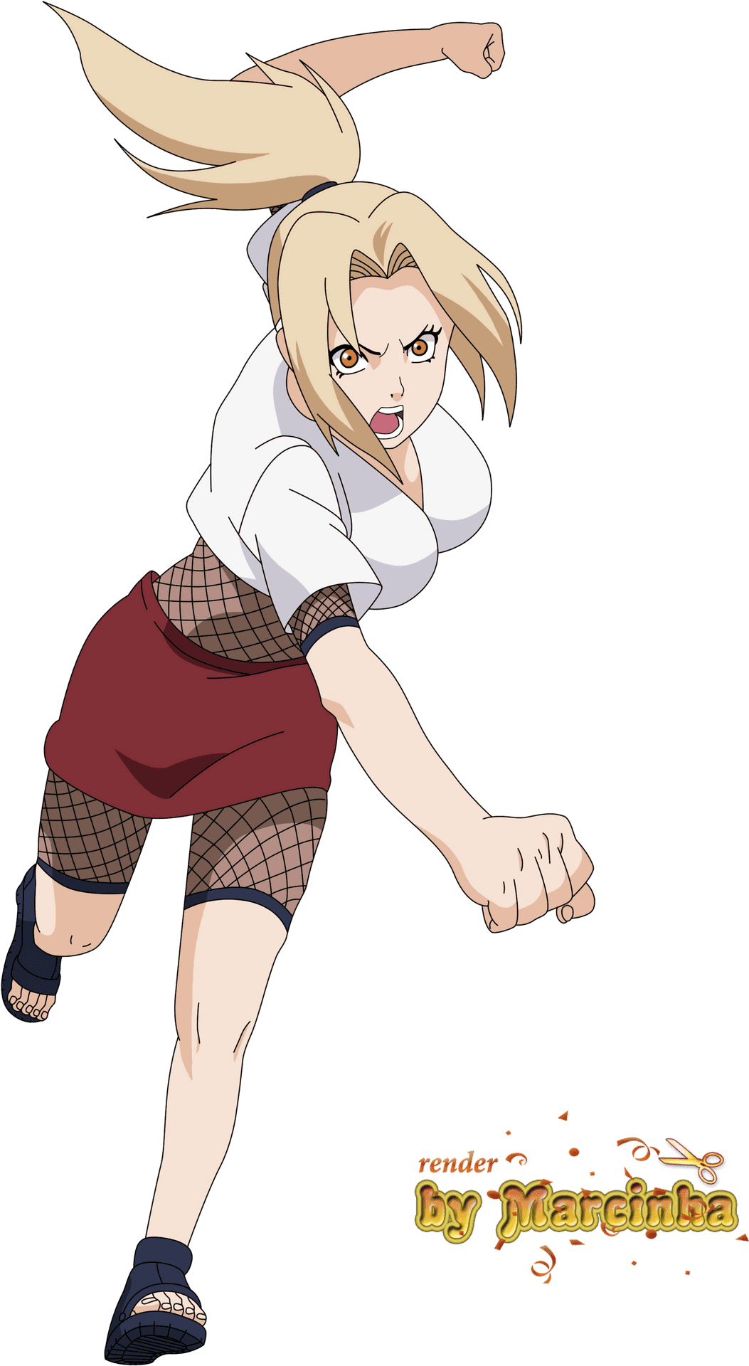 Tsunade Action Pose Anime PNG Image