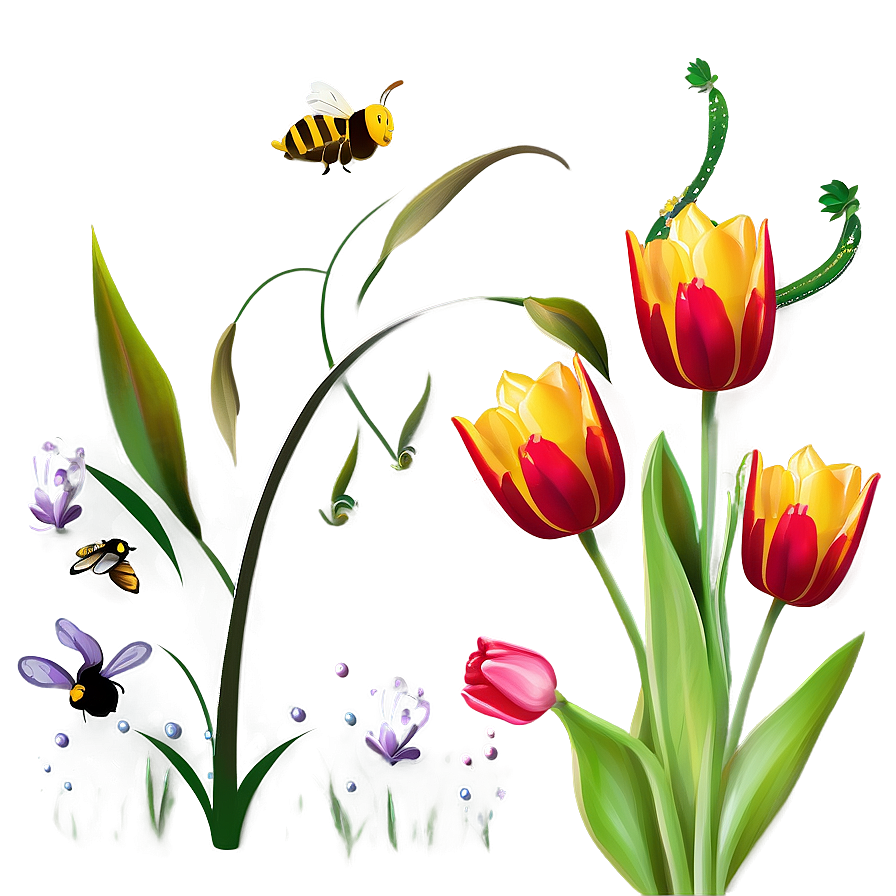 Tulips And Bees Png 05242024 PNG Image