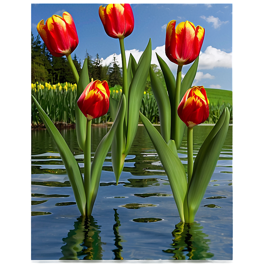 Tulips By The Water Png Wgf73 PNG Image