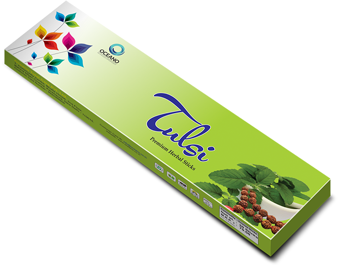 Tulsi Herbal Incense Sticks Packaging PNG Image