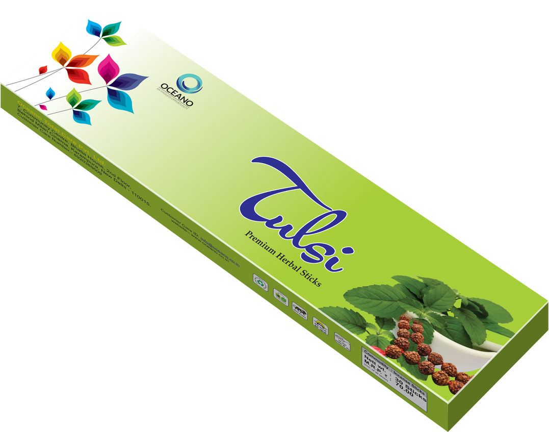 Tulsi Herbal Incense Sticks Packaging PNG Image