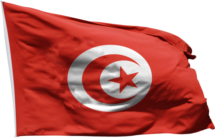 Tunisian National Flag Waving PNG Image