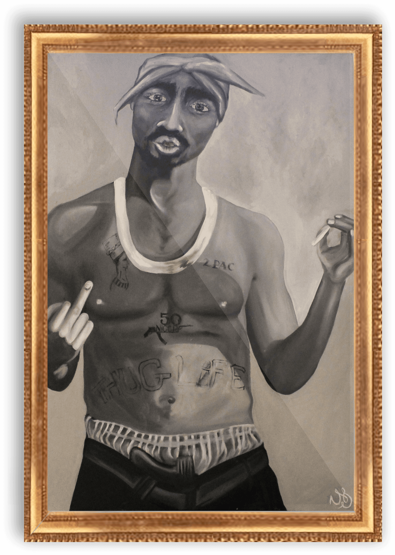 Tupac Shakur Thug Life Portrait PNG Image