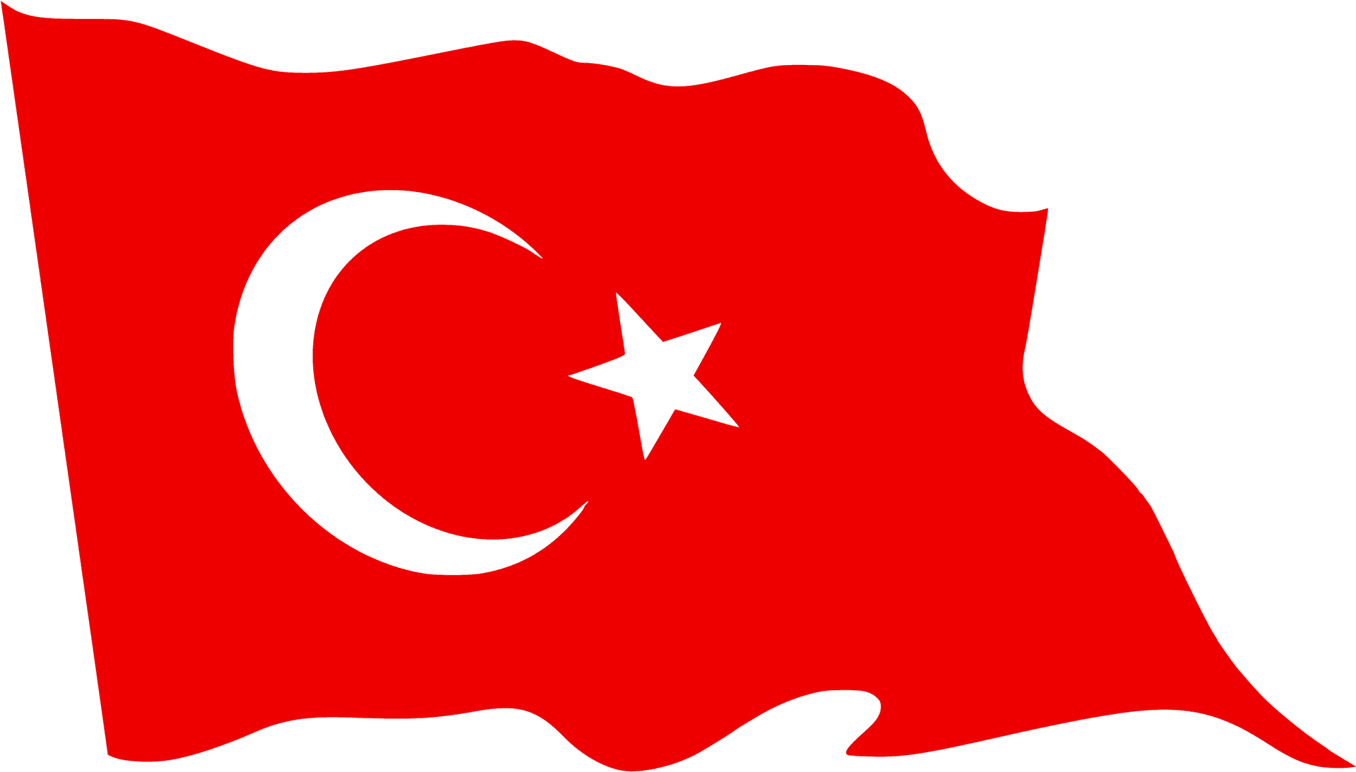 Turkish National Flag Waving PNG Image