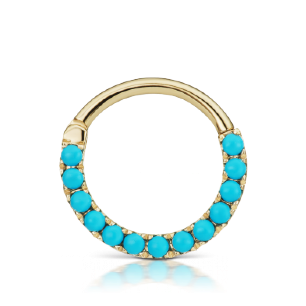 Turquoise Beaded Gold Septum Ring PNG Image