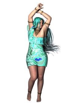 Turquoise Dress Dancer PNG Image