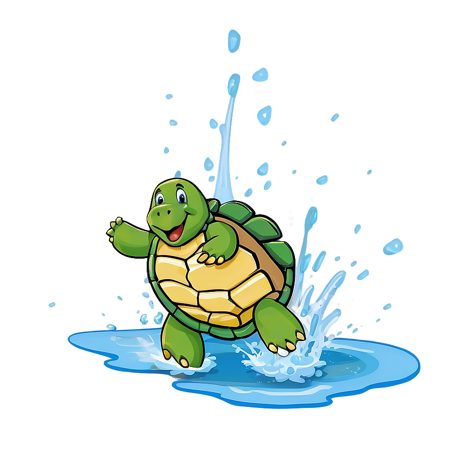 Turtle Making A Splash Png Woh PNG Image