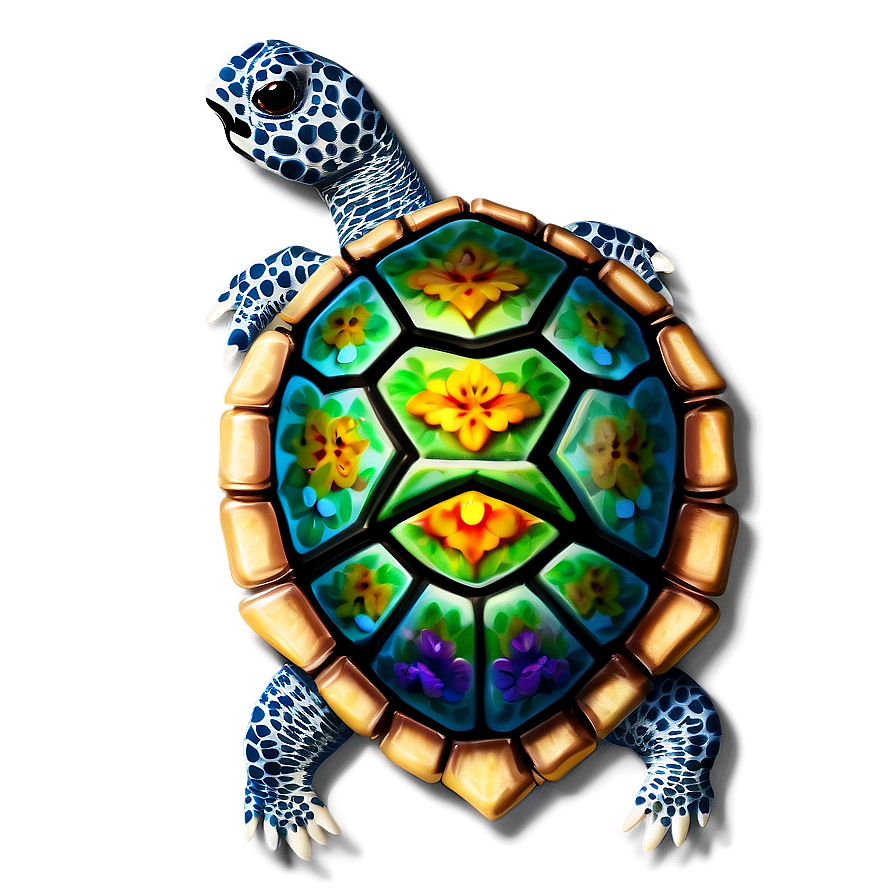 Turtle With Floral Shell Png 14 PNG Image