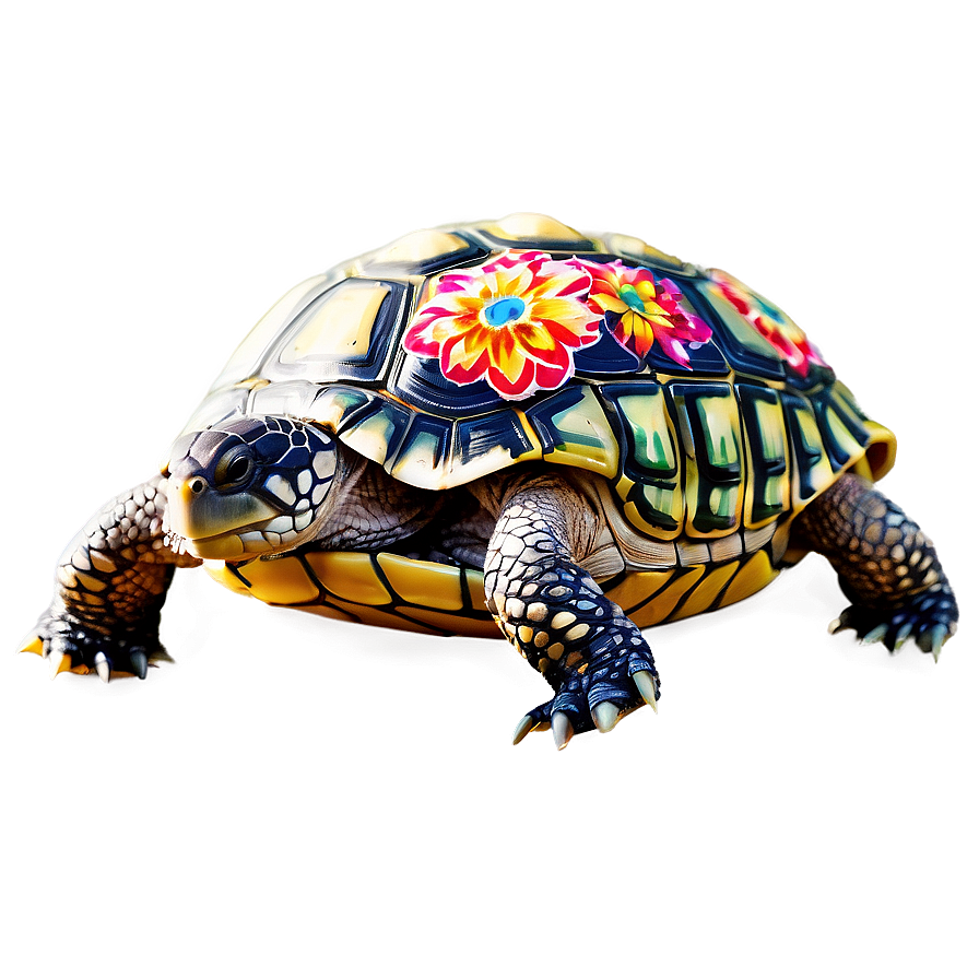 Turtle With Floral Shell Png Hag31 PNG Image