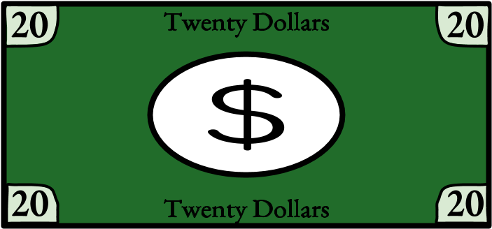 Twenty Dollar Bill Design Graphic PNG Image