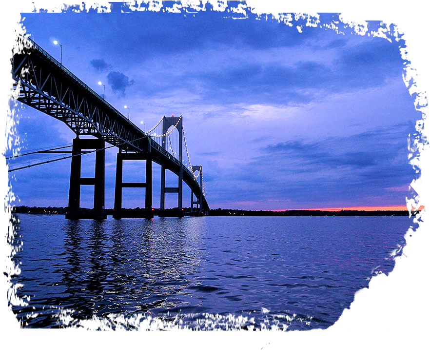 Twilight Suspension Bridge Waterscape.jpg PNG Image