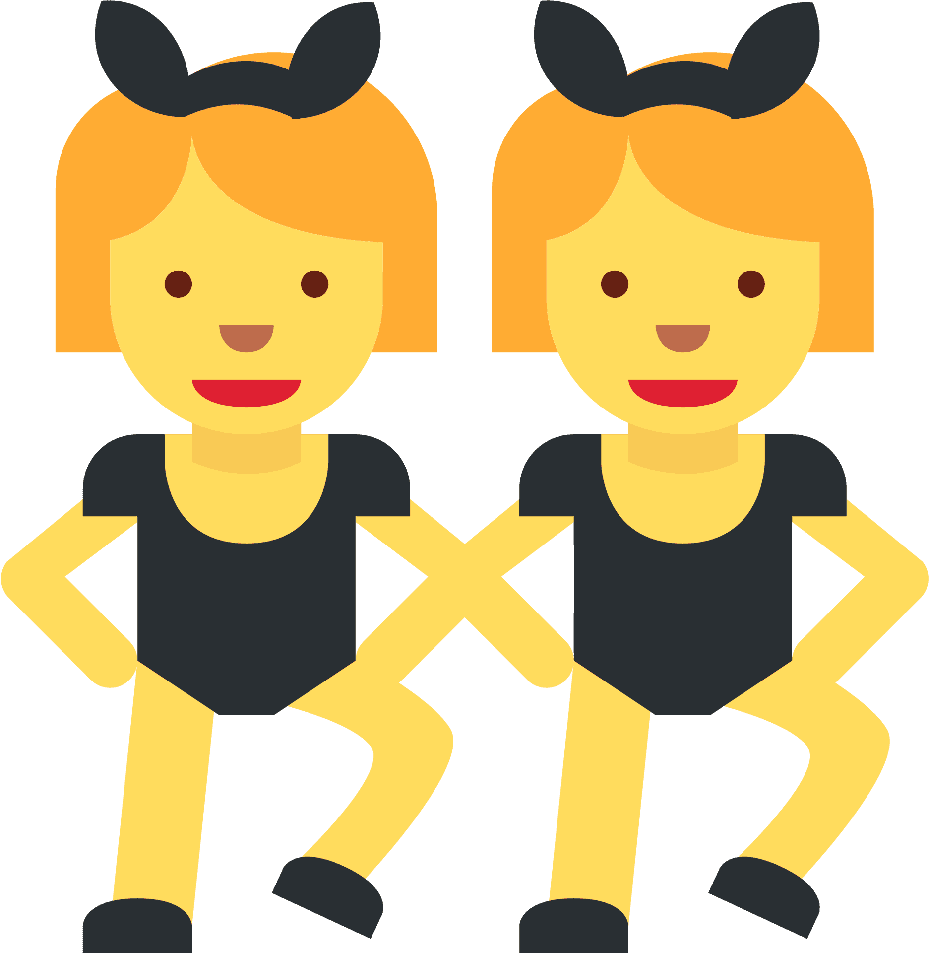 Twin Cartoon Girls Illustration PNG Image