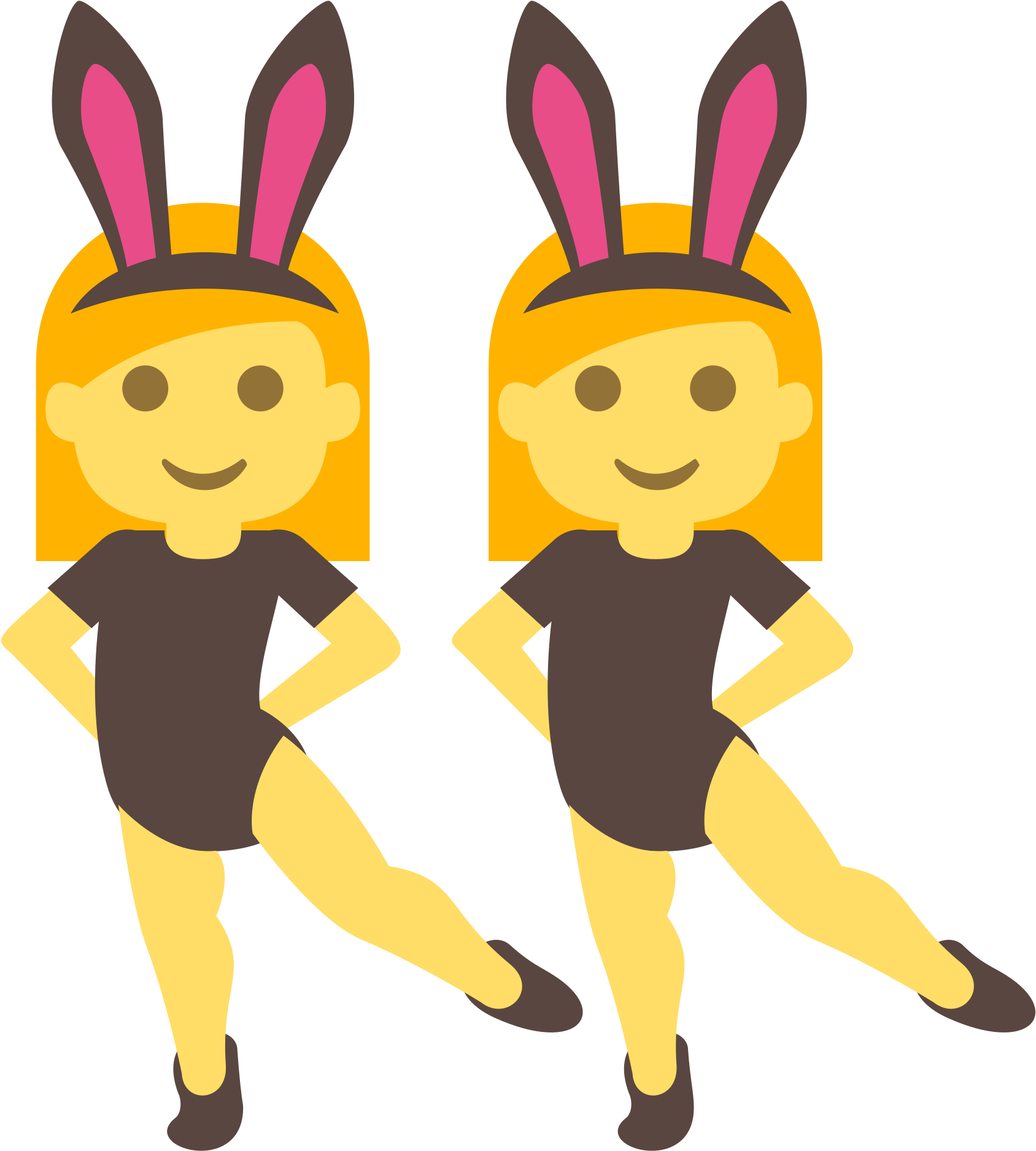 Twin Cartoon Girlswith Bunny Ears PNG Image