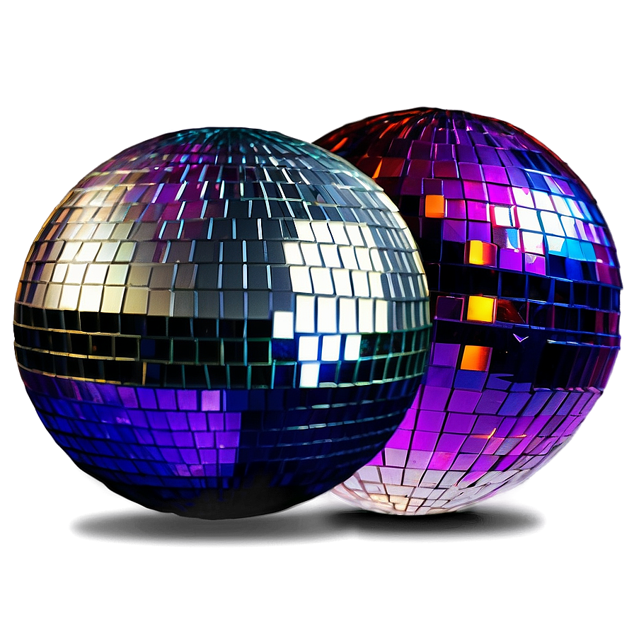 Twin Disco Balls Colorful Reflections PNG Image