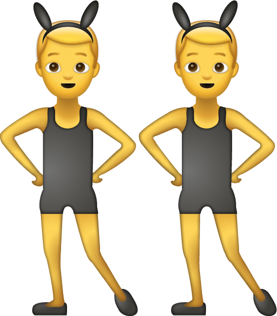 Twin Emoji Bunny Ears Pose PNG Image