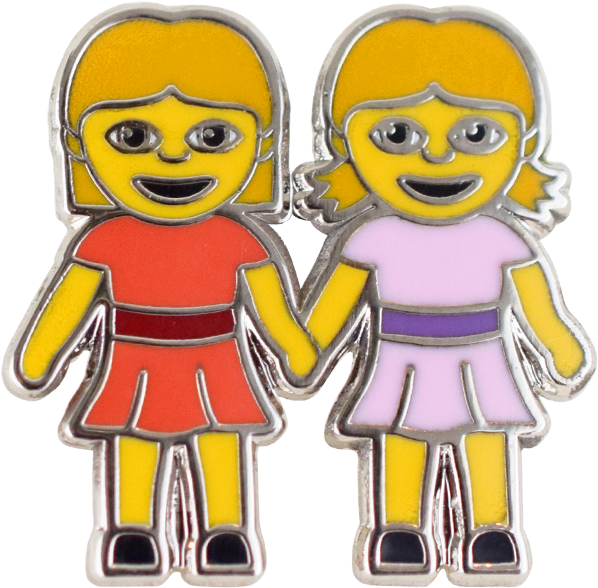 Twin Girls Cartoon Pin PNG Image