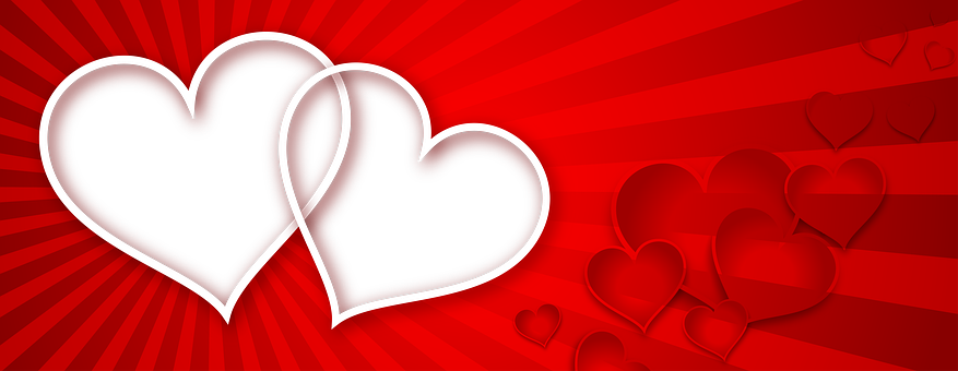 Twin Hearts Red Background PNG Image