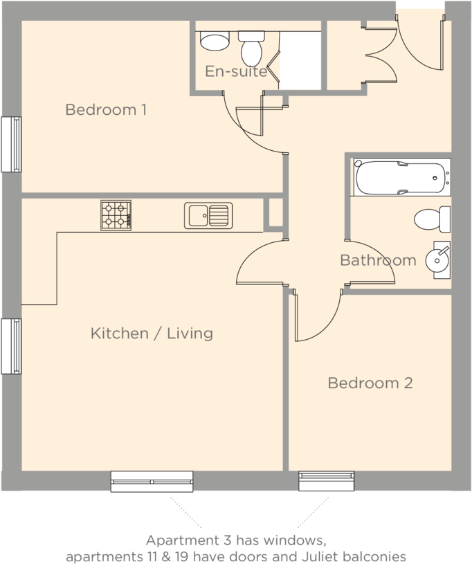 Two Bedroom Apartment Floor Plan PNG Image