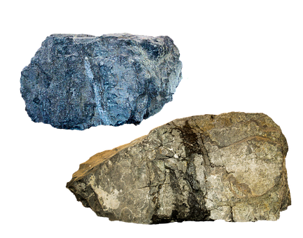 Two Geological Samples Black Background PNG Image