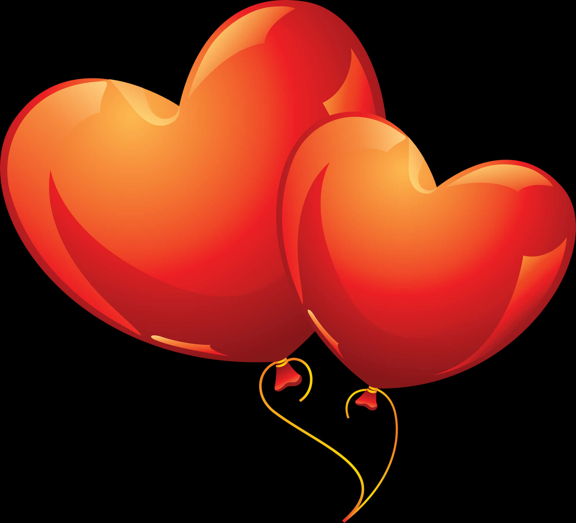 Two Heart Balloons Illustration PNG Image