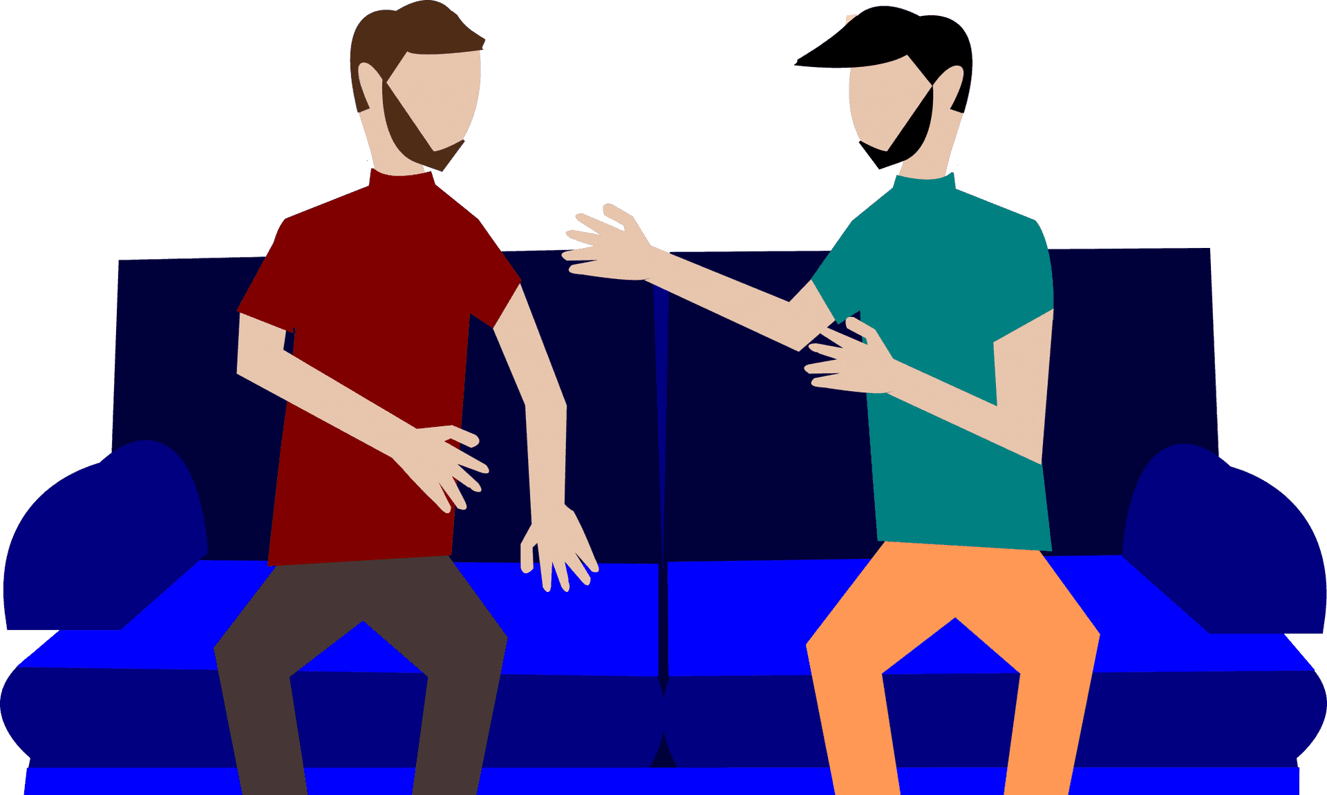 Two Men Conversation Couch Illustration PNG Image