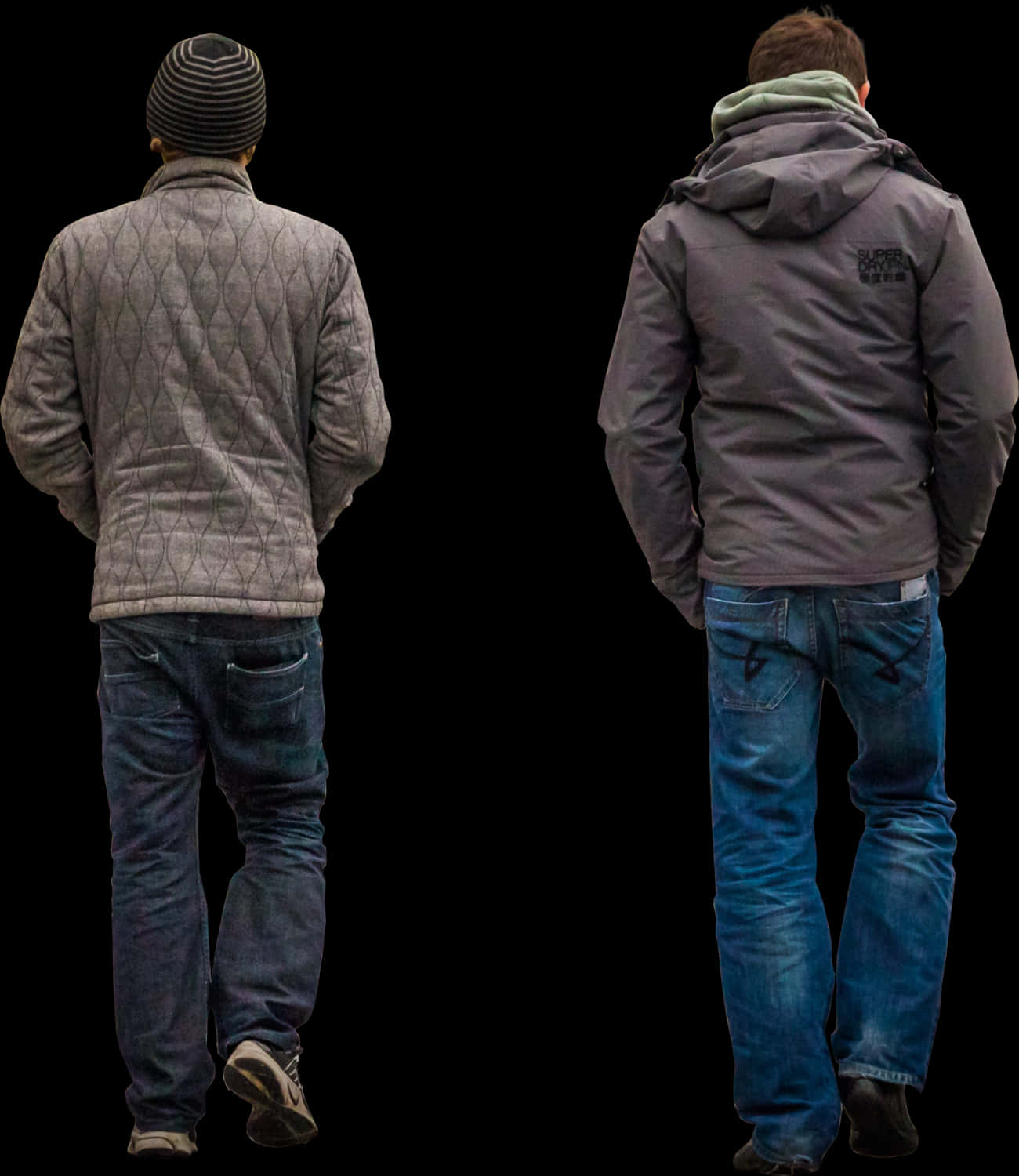 Two Men Standing Back View PNG Image