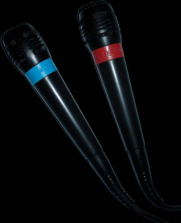 Two Microphones Black Background PNG Image