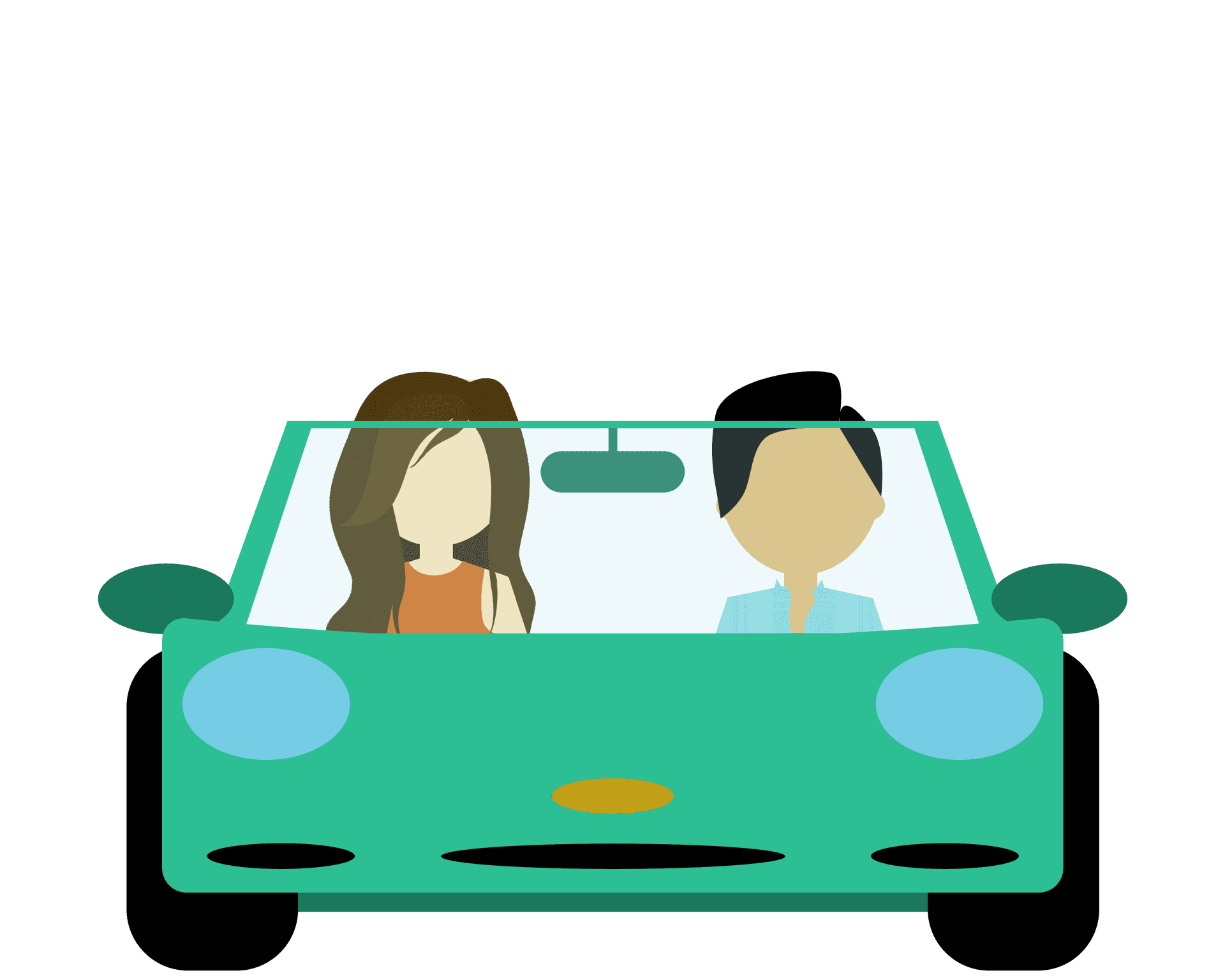 Two People Driving Cartoon PNG Image