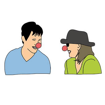 Two People With Red Noses PNG Image