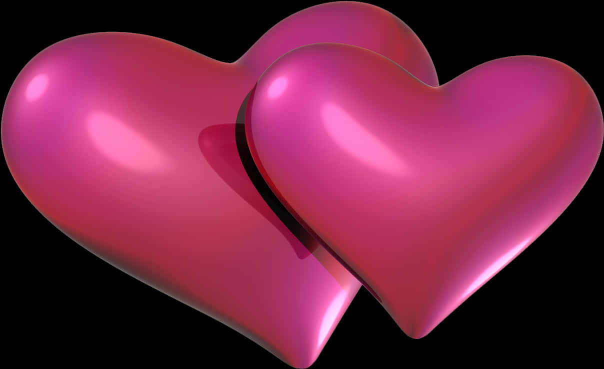 Two Pink Hearts Together PNG Image