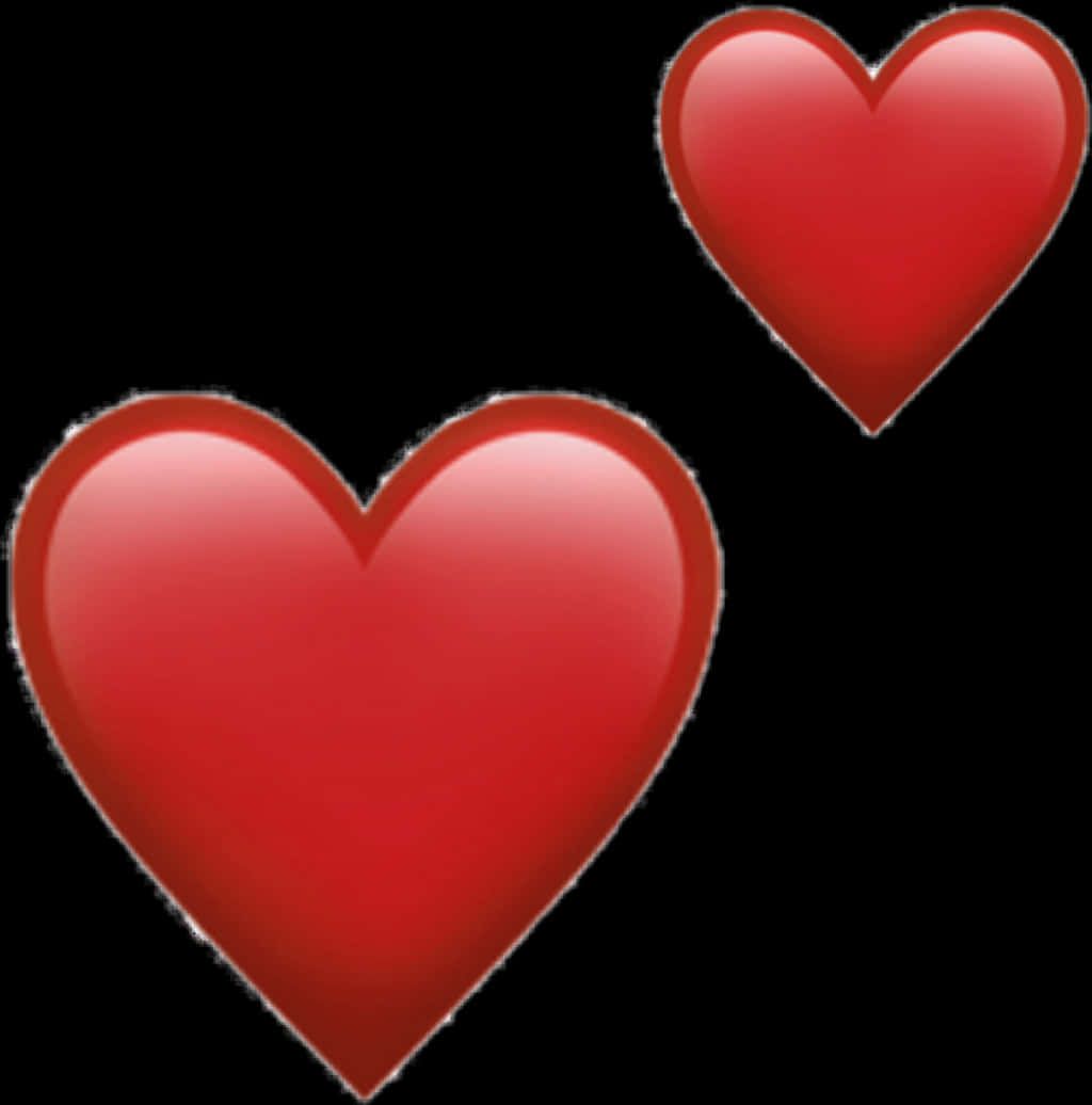 Two Red Hearts Black Background PNG Image