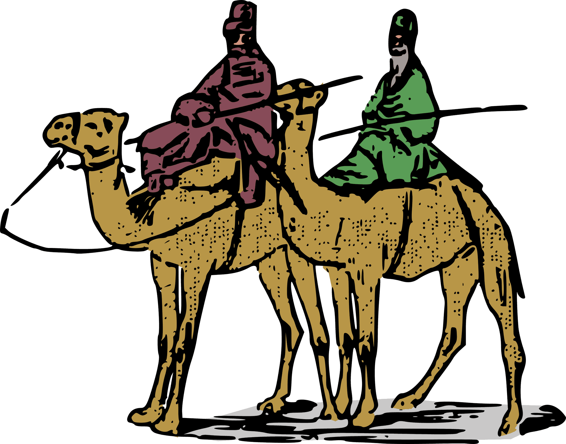 Two Riderson Camel Illustration PNG Image