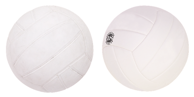 Two White Volleyballs Black Background PNG Image