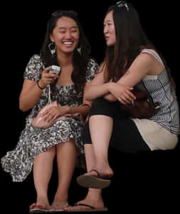 Two Women Laughing Together PNG Image