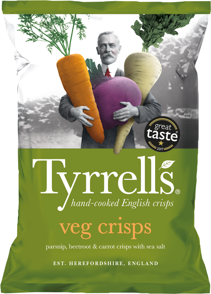 Tyrrells Veg Crisps Package Design PNG Image