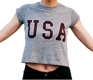 U S A Cropped Tee Shirt PNG Image