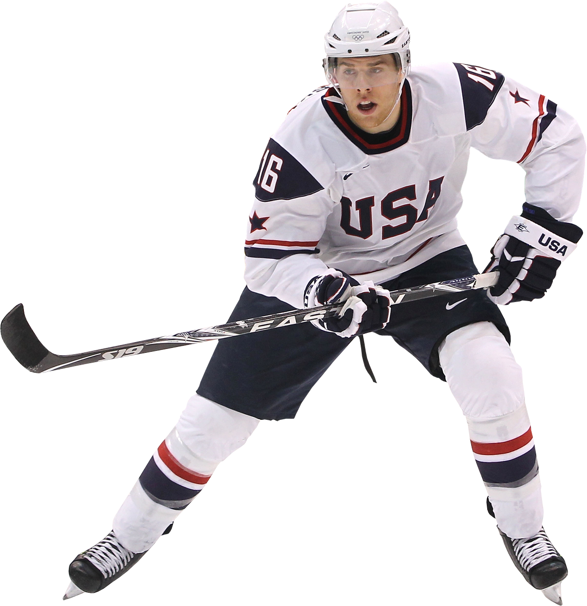 U S A Hockey Player In Action PNG Image