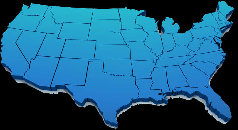 U S A Map Blue Gradient PNG Image