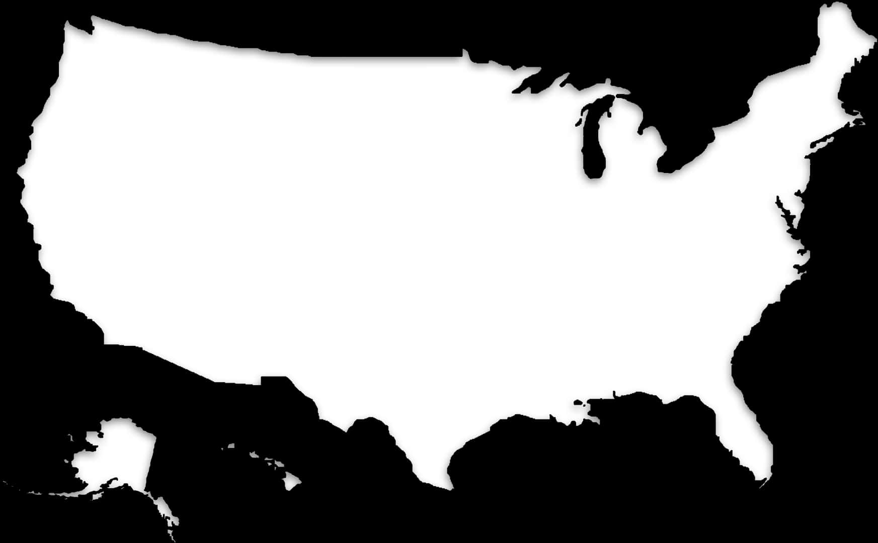 U S A Outline Map Blackand White PNG Image