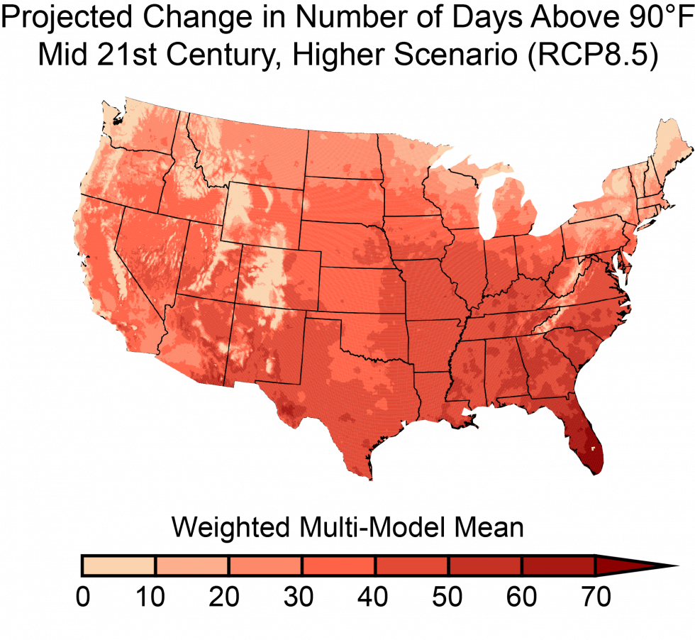 U S Heatwave Projection Mid21st Century PNG Image