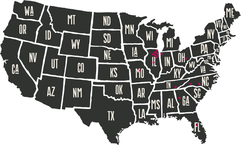 U S Mapwith Pink Markers PNG Image