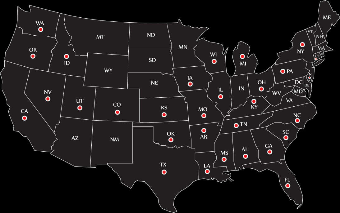 U S Mapwith Red Dots PNG Image