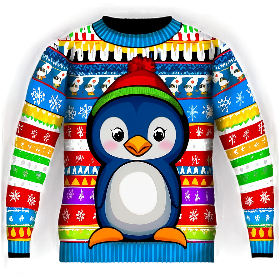 Ugly Christmas Sweater With Penguins Png Xol PNG Image