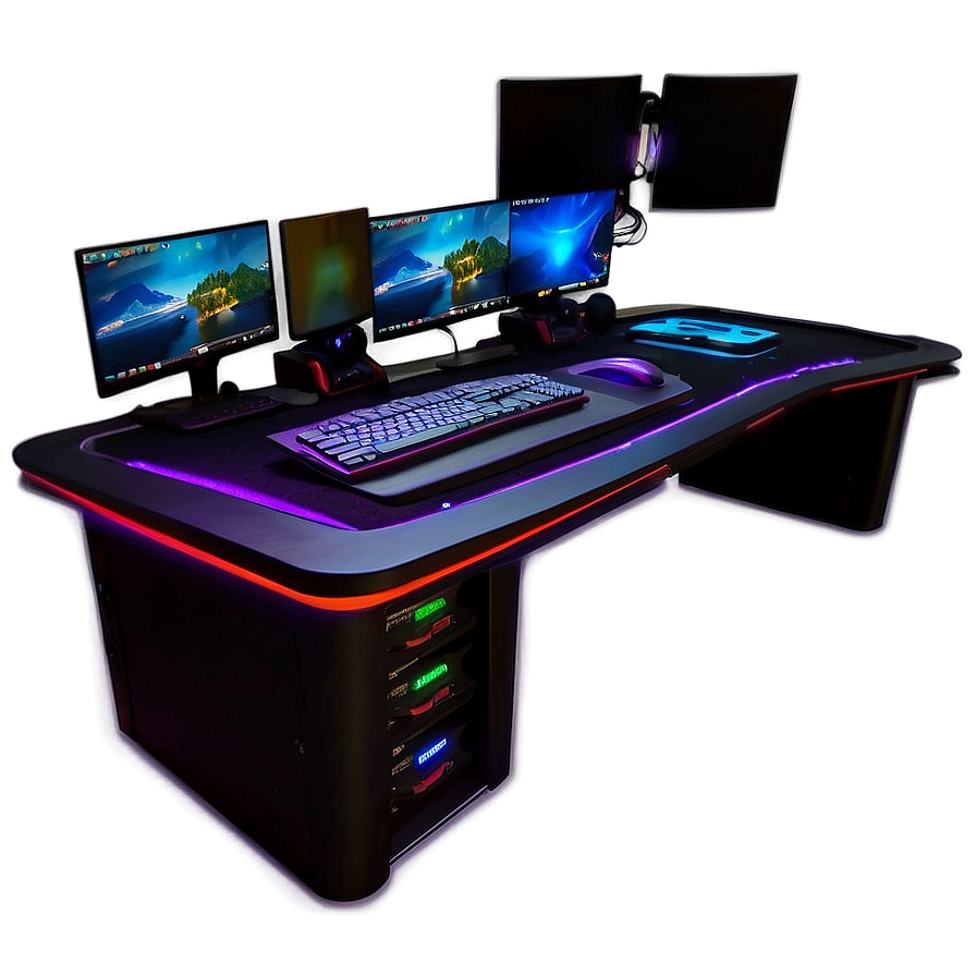 Ultimate Gaming Desk Setup Png 06212024 PNG Image