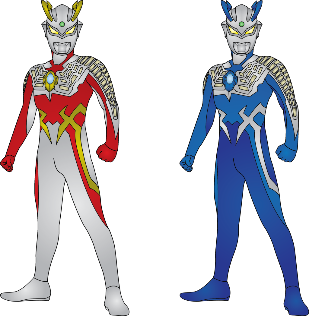 Ultraman Redand Blue Variants PNG Image